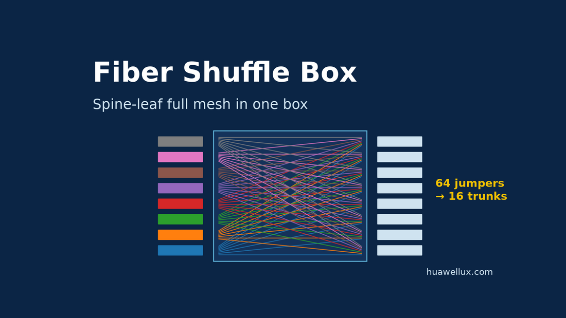 Fiber shuffle box for spine-leaf fabrics