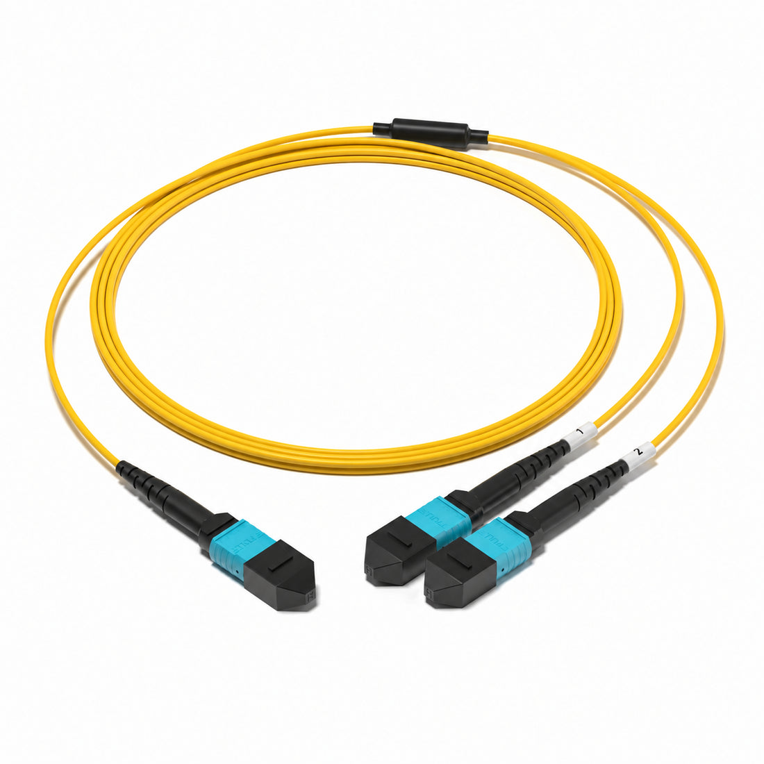 Huawellux MPO-12 to 2 x MPO-4 8F OS2 Harness Cable for high-density MPO branch routing