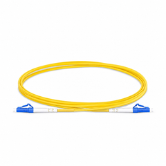 Yellow LC-LC simplex OS2 fiber patch cord with blue LC connectors