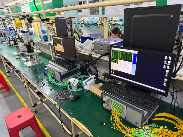 Fiber cable optical testing equipment and production workstation
