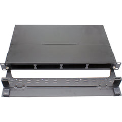 Huawellux rack mount fiber enclosure front view for cassette and adapter panel loading